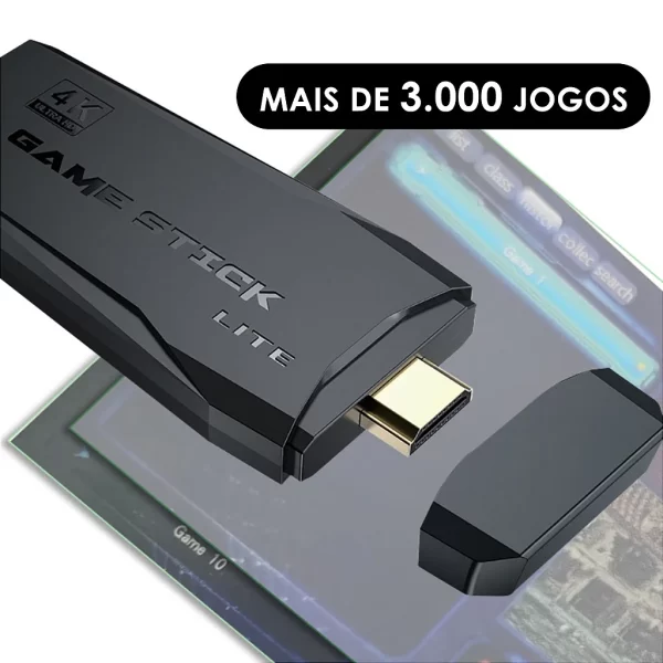 ESGOTADO ** Vídeo Game Stick Retrô Controle Sem Fio HDMI 3500 Jogos - Imagem 4
