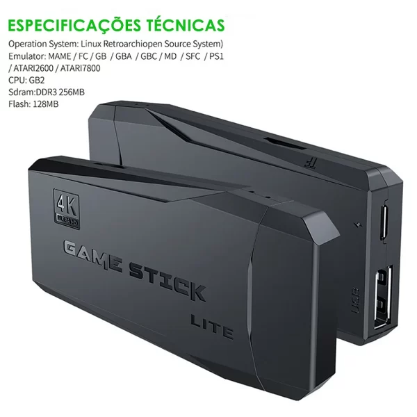 ESGOTADO ** Vídeo Game Stick Retrô Controle Sem Fio HDMI 3500 Jogos - Imagem 5